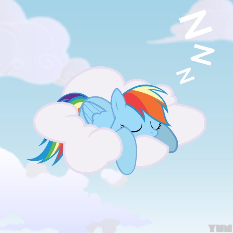 Создать мем: рейнбоу дэш спит, радуга дэш на облаке, rainbow dash