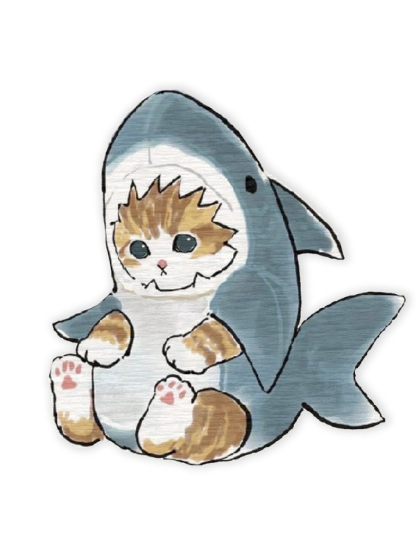 Создать мем: акула рисунок, кот акула, акула котик