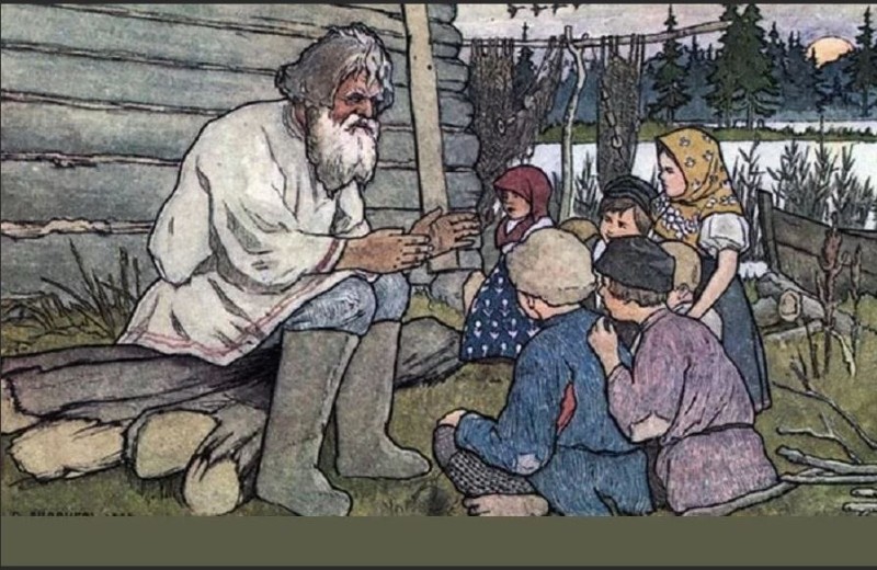 Создать мем: иллюстрации сказок, сказка о рыбаке и рыбке, русская сказка про родственников