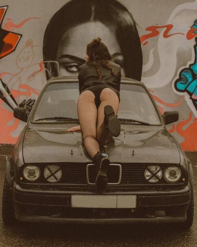 Create meme: car and girl, bmw e30 and girls, bmw 