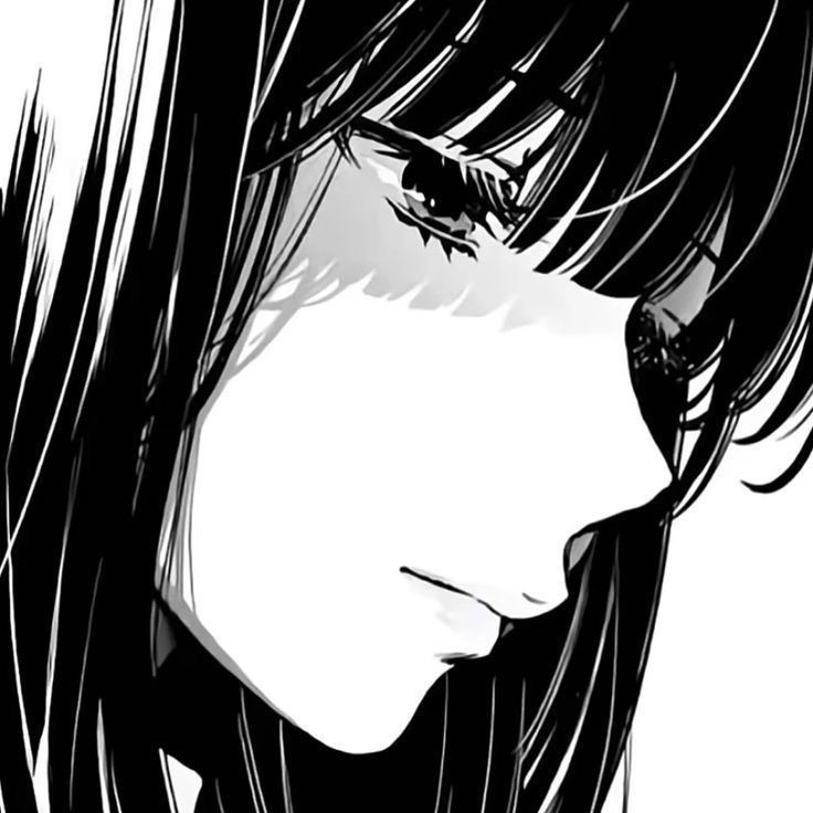 Create meme: black and white anime, manga drawings, drawing of a girl in black and white