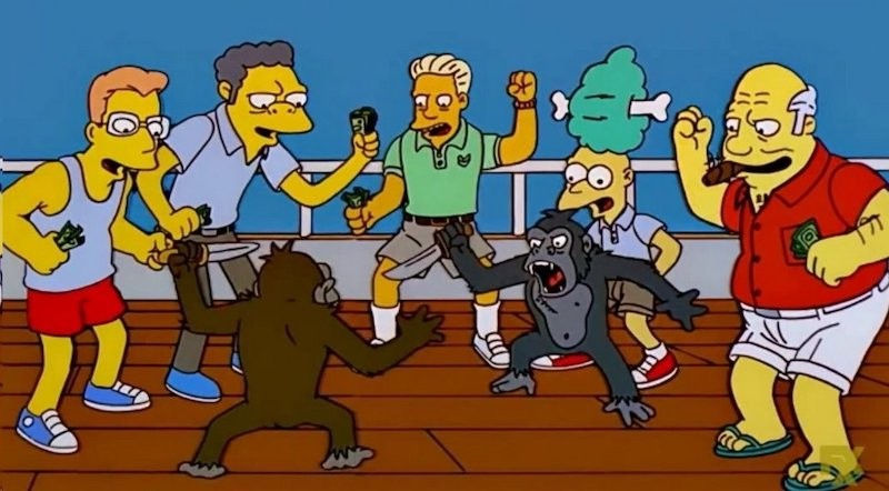 Create meme: monkeys fight the simpsons, The simpsons monkey fight, the simpsons 