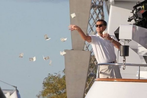 Create meme: Leonardo DiCaprio the wolf of wall street the money, leonardo dicaprio, DiCaprio throws money