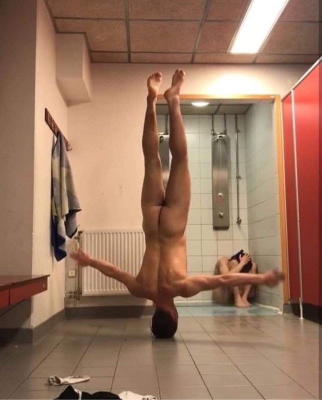 Create meme: male , handstand , guy 