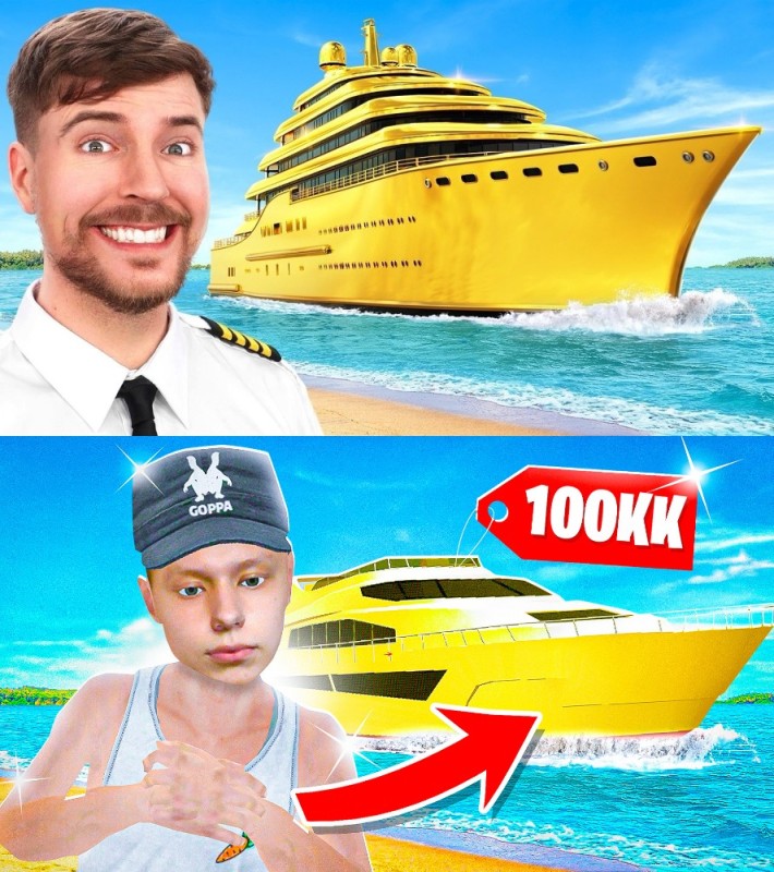 Создать мем: яхта за $1 vs $1,000,000,000, мистер бист яхта, скриншот