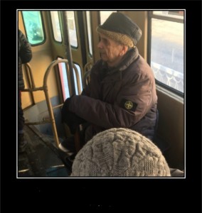 Create meme: grandma in the bus, the tram, public transport