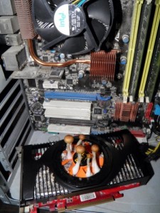 Create meme: powerful gaming computer, cooler, Mushrooms in the graphics card