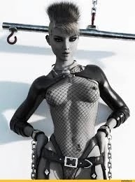 Create meme: robot woman, punk style