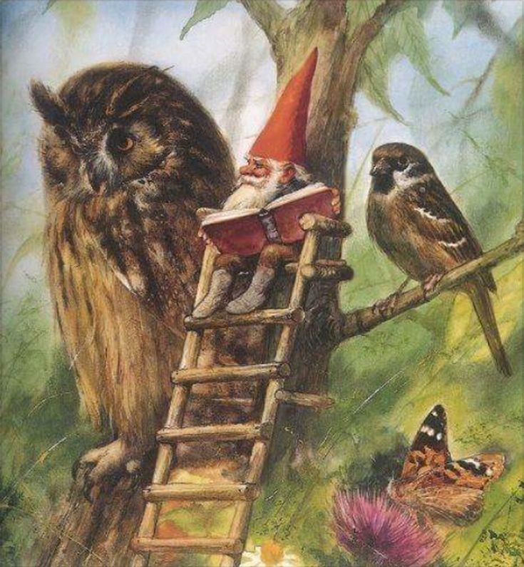 Create meme: artist maude scrivener, the raven and the dwarf in painting, owl picture