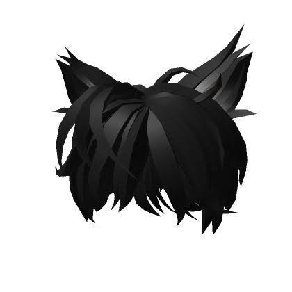 Create meme: roblox hair with ears, black hair roblox men's, black messy hair roblox