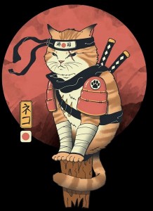 Create meme: cat samurai