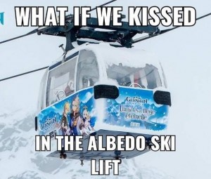 Create meme: anime, ski resort