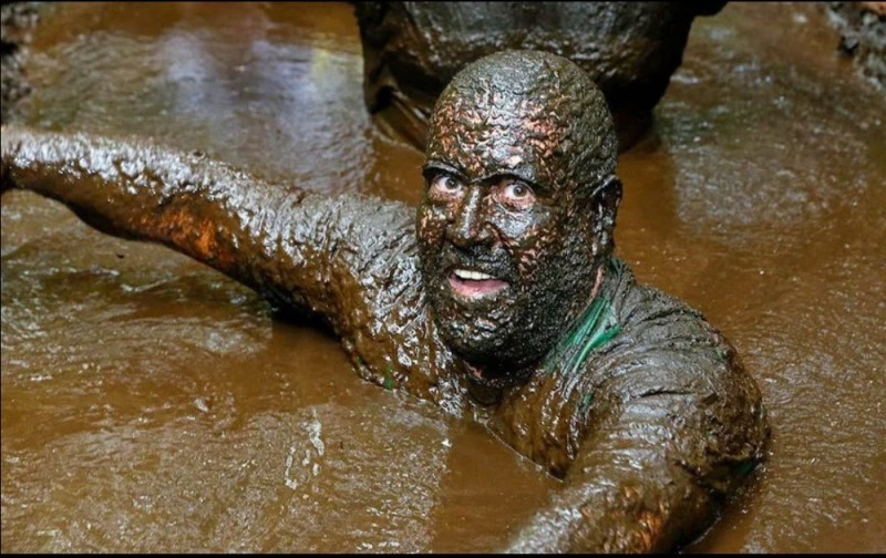 Create meme: the man in the mud, in the mud , Out of the mud