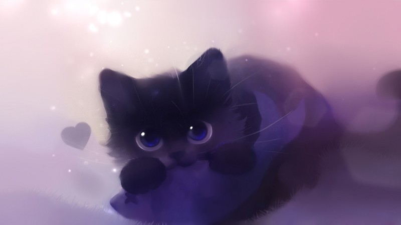 Создать мем: котики няшные, милый чёрный кот, няшные котики арты
