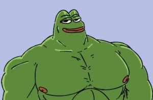 Create meme: toad Jock meme, inflated frog, Pepe