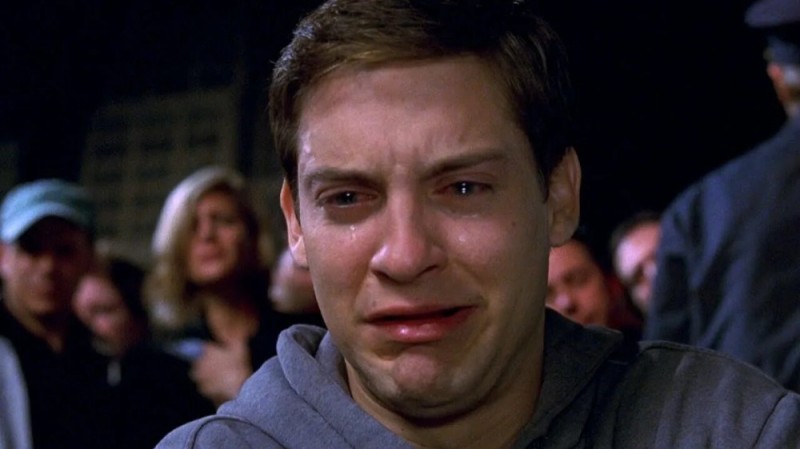 Create meme: Tobey Maguire crying meme, Tobey Maguire , Peter Parker meme