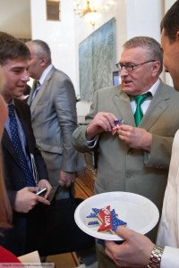 Create meme: Zyuganov at the U.S. Embassy, Zhirinovsky at the Embassy, the reception at the American Embassy Chaplin Zhirinovsky