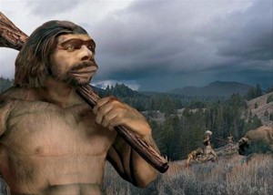 Создать мем: неандерталец и кроманьонец, неандерталец и австралия на шкале, дубина первобытного человека