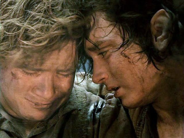 Create meme: Frodo Baggins, Sam carries Frodo, the Lord of the rings Frodo and Sam