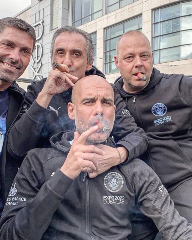 Create meme: Guardiola with a cigar, Josep Guardiola , Manchester city 