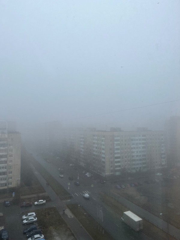 Create meme: morning mist , rain , fog in the city