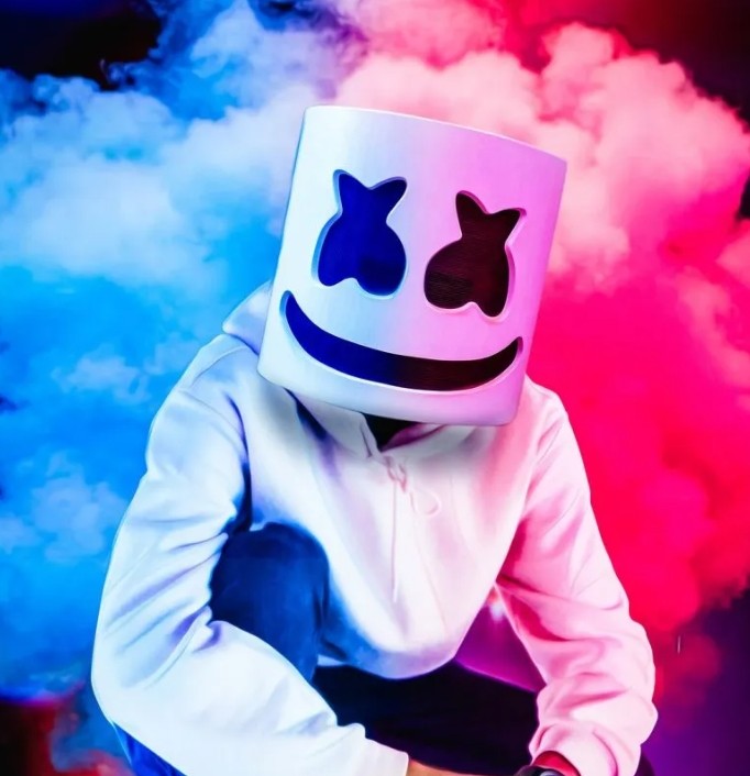 Create meme: marshmello, Marshmallow singer without a mask, Marshmallow dj face