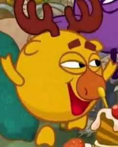 Create meme: Smeshariki, Smeshariki moose with a sandwich, brutal moose