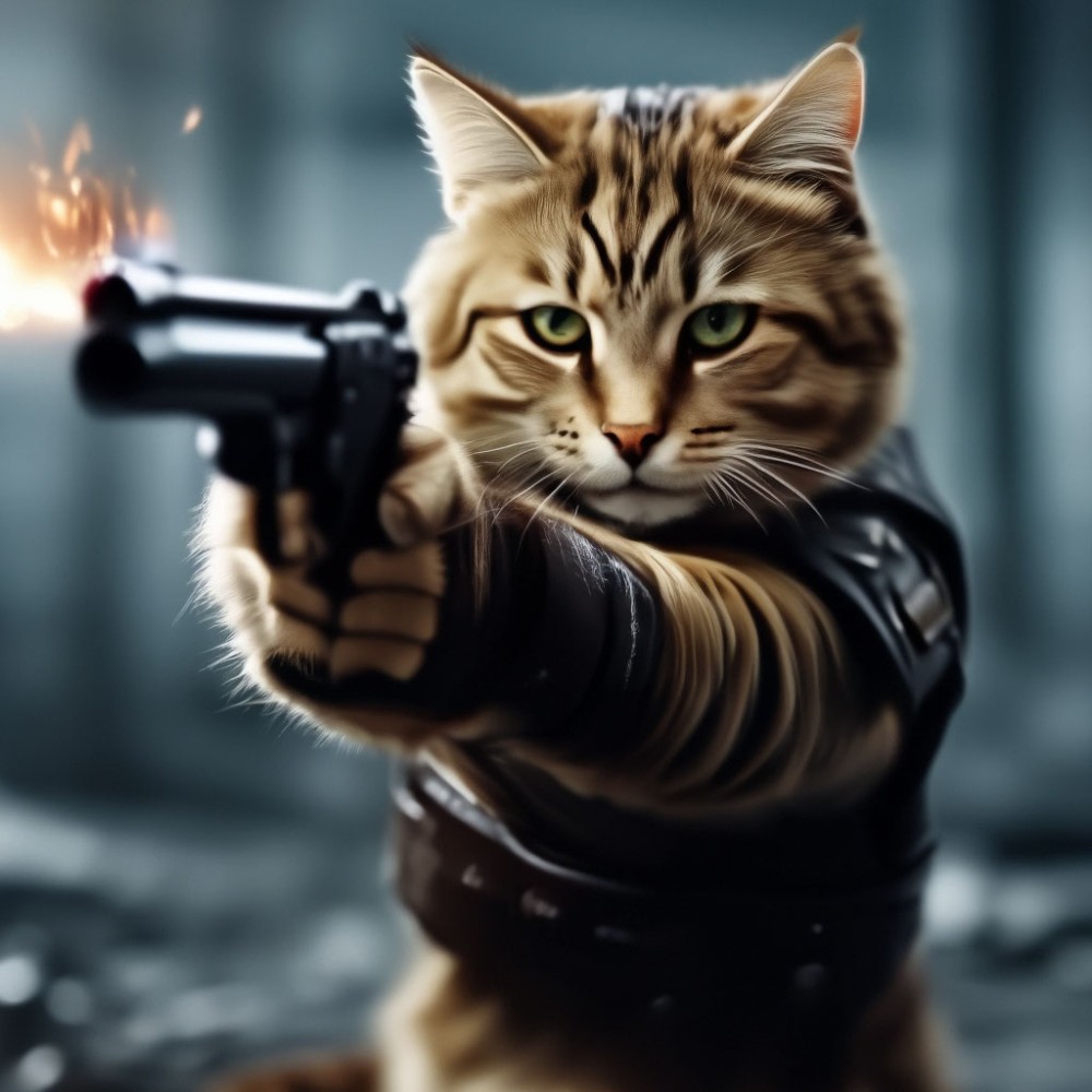 Создать мем: кошки, брутальный кот, кот с ружьем