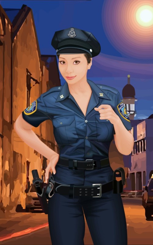 Create meme: girl cop art, beautiful girls in police uniforms, police art