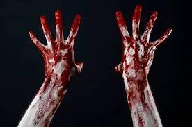 Create meme: bloody, bloody hand