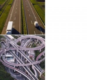 Create meme: car, interchange