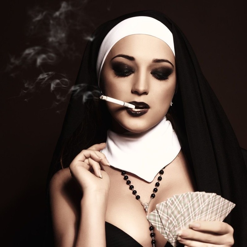 Create meme: Beatriz Mariana the Nun, nun , a nun with a cigarette