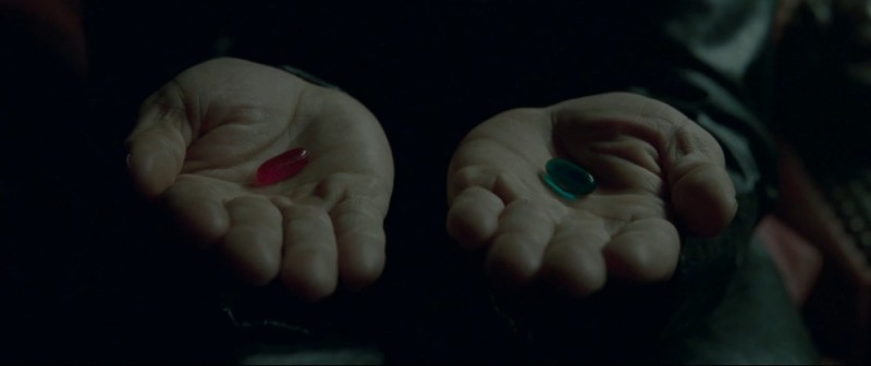 Создать мем: красная таблетка или синяя, красная таблетка, таблетки морфеуса