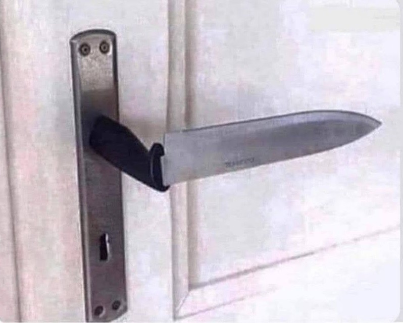 Create meme: door handle, knife handle door, door handle knife