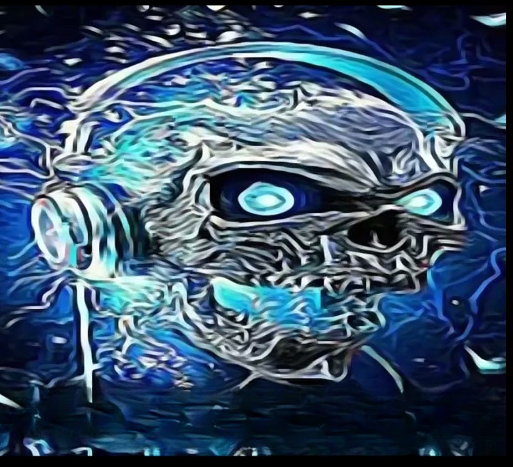 Create meme: blue skull, rock skull, evil tracks