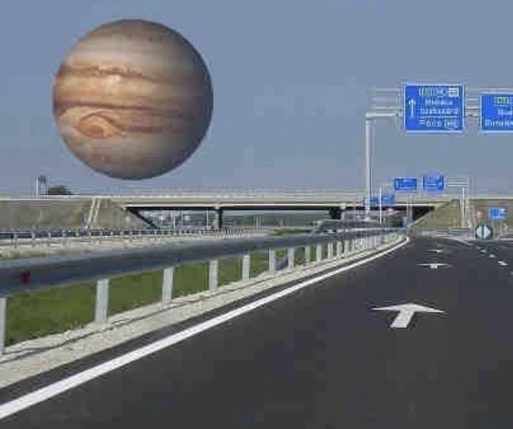 Create meme: planet jupiter, highways of Kazakhstan, car 