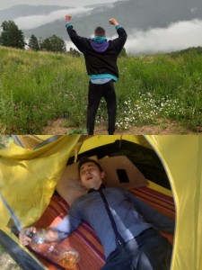 Create meme: tourism, tent, the view from the tent