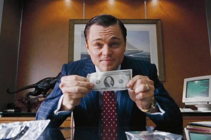 Create meme: the wolf of wall street, money , The wolf of wall street moment with a bribe