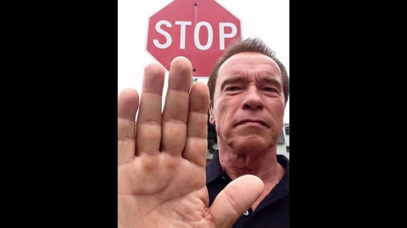 Create meme: Arnold Schwarzenegger , Arnold Schwarzenegger stop, schwarzenegger stop