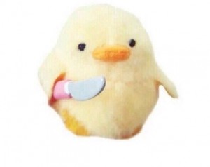 Create meme: Dan duck, Soft toy, chicken with a knife meme