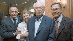 Create meme: Sergei Mikhalkov and Konchalovsky, photo by Sergei Mikhalkov and grandchildren, Sergei Mikhalkov