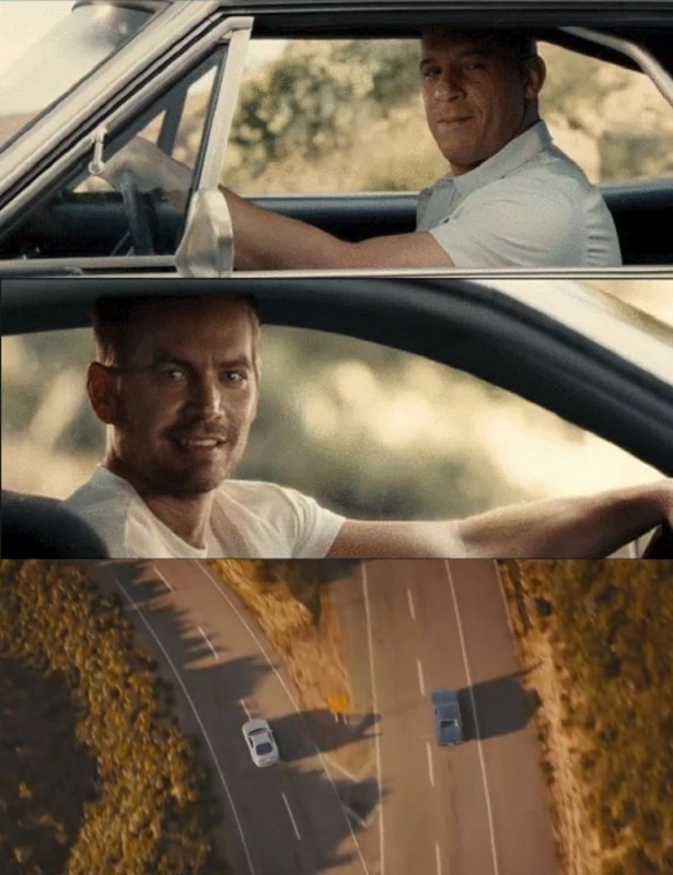 Create meme: fast and furious 7 Paul Walker and VIN diesel, a frame from the movie, fast and furious 7 meme