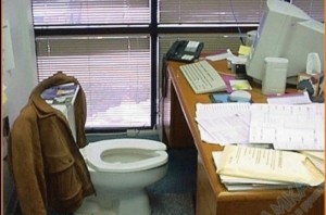 Create meme: a prank on a colleague picture, office worker photos, the toilet in the workplace