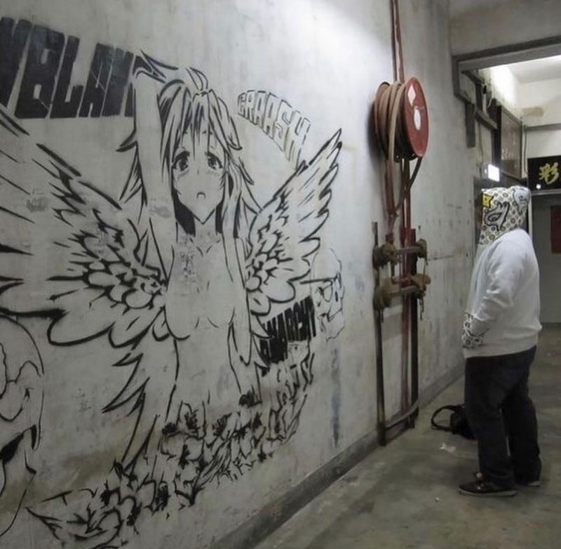 Create meme: anime graffiti, cosmos 2023, went out to smoke cemetery cover