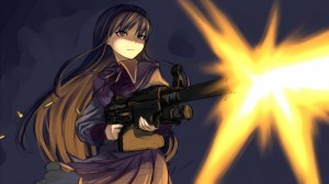 Создать мем: ump9 (girls frontline) арт с оружием, аниме опасные няшки, опасные няшки
