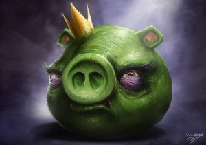 Создать мем: свинья из angry birds, зеленая свинка из энгри бердз, свин король из энгри бёрдс