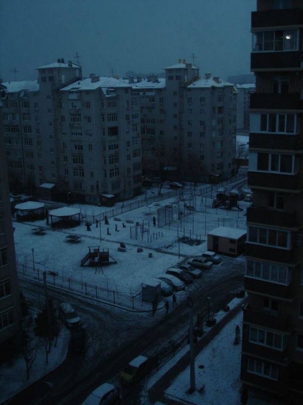 Create meme: Khrushchev in winter, dark photos, winter city