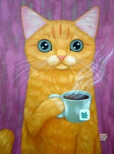 Создать мем: crazy cat lady, cat cafe, cat painting