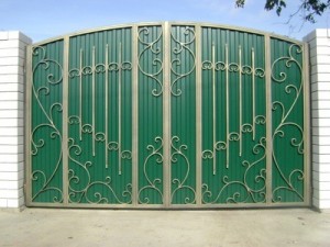 Create meme: gate, gates of steel sheeting with elements of forging photos, wrought iron gates