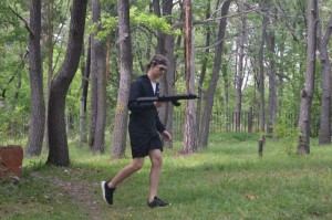 Create meme: laser tag Minusinsk, lesopatolog, shooting range outdoors